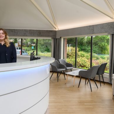 A Receptionist in the reception area at The New Foscote Hospital
