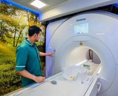 MRI scanner being prepared