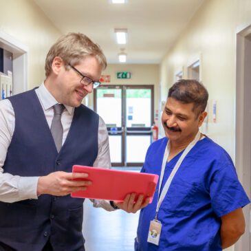 Hospital staff in conversation