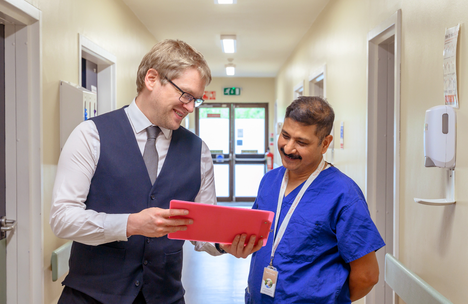 Hospital staff in conversation