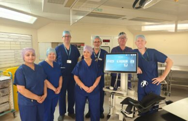 The New Foscote Hospital urology team with advanced KOELIS diagnostic equipment in the operating theatre, supporting prostate cancer diagnostics in Oxfordshire.