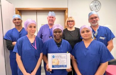 The New Foscote Hospital team holding the NJR Quality Data Provider award certificate.